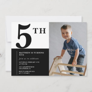 Invitation élégante pour un 5ème anniversaire Blac