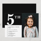 Invitation élégante pour un 5ème anniversaire Phot (Devant / Derrière)