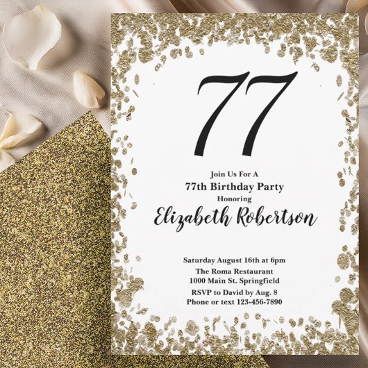 Invitation élégante pour un 77e anniversaire avec