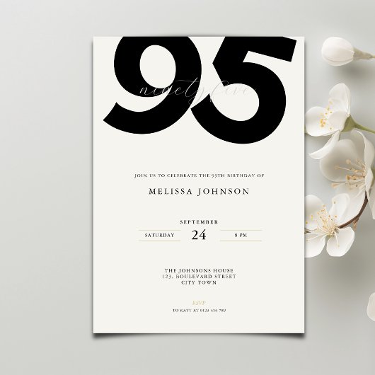 Invitation élégante pour un 95e anniversaire - Sty