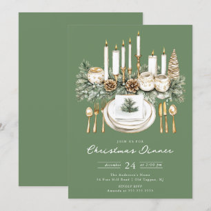 Invitation élégante pour un dîner de Noël à la lum