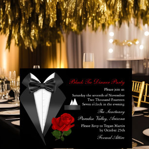 Invitation élégante pour un dîner en smoking et ro