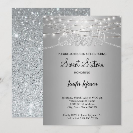 Invitation élégante pour un Sweet 16 (Devant / Derrière)