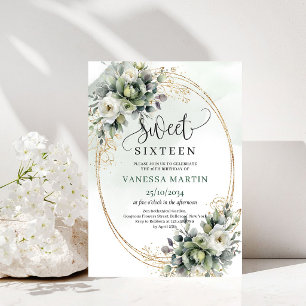 Invitation élégante pour un Sweet 16 avec eucalypt