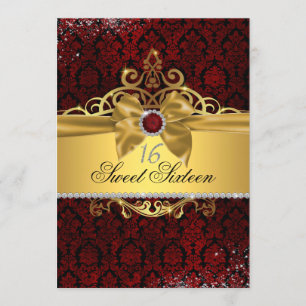 Invitation élégante pour un Sweet Sixteen en rouge