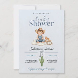 Invitation élégante pour une baby shower Cowboy