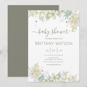 Invitation élégante pour une baby shower florale