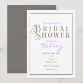 Invitation élégante pour une baby shower grise et (Devant / Derrière)