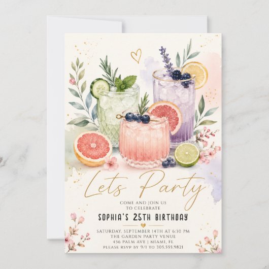Invitation élégante pour une boisson de fête de ja (Devant)