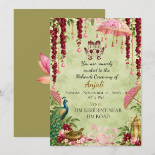 Invitation élégante pour une cérémonie de Mehendi