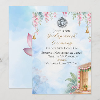 Invitation élégante pour une cérémonie indienne de