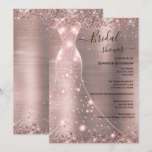 Invitation élégante pour une douche de mariée (Devant / Derrière)