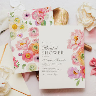 Invitation élégante pour une douche de mariée flor