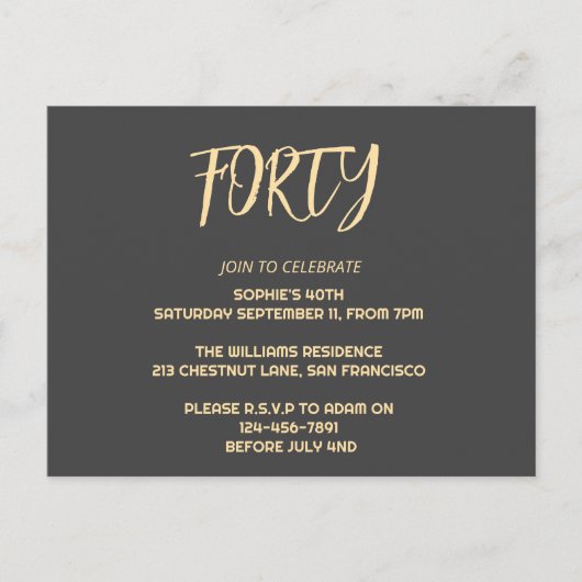 Invitation élégante pour une fête d'anniversaire (Devant)