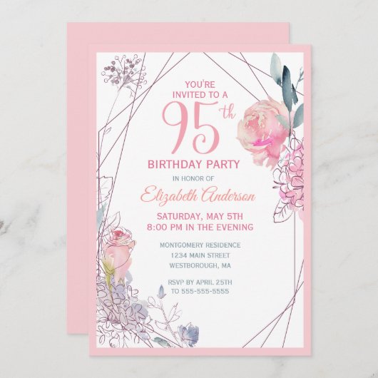 Invitation élégante pour une fête d'anniversaire d (Devant / Derrière)