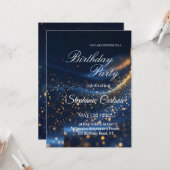 Invitation élégante pour une fête d'anniversaire e (Devant/Arrière en situation)