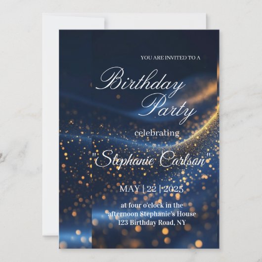 Invitation élégante pour une fête d'anniversaire e (Devant)