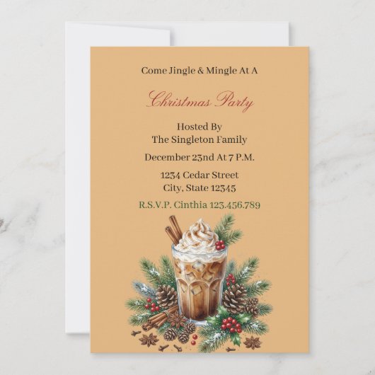 Invitation élégante pour une fête de Noël (Devant)