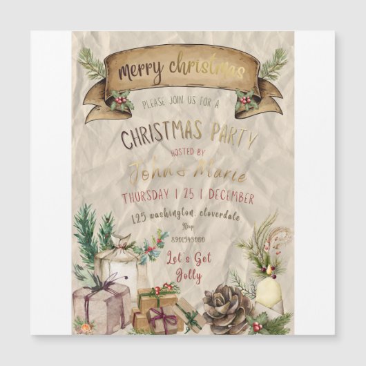 Invitation élégante pour une fête de Noël (Devant)