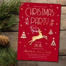 Invitation élégante pour une fête de Noël avec feu