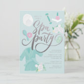 Invitation élégante pour une fête de spa bleu avec (Debout devant)