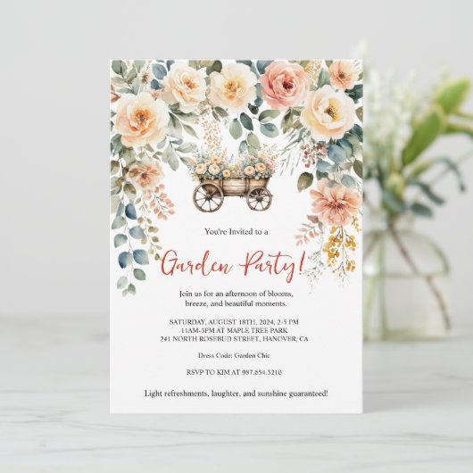 Invitation élégante pour une garden-party à l'aqua (Debout devant)