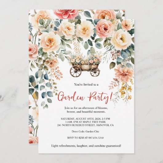 Invitation élégante pour une garden-party dans un  (Devant / Derrière)