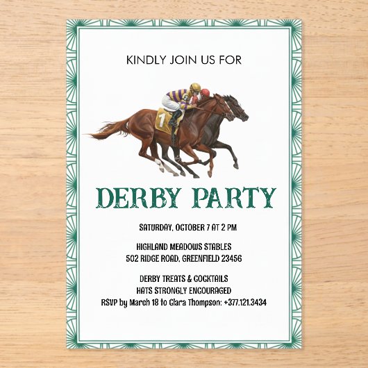 Invitation élégante pour une soirée de Derby de ch (Recto)