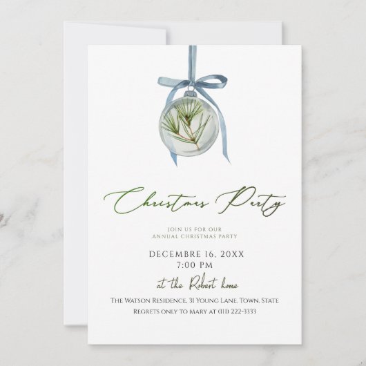 Invitation élégante pour une soirée de Noël (Devant)