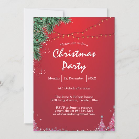 Invitation élégante pour une soirée de Noël (Devant)