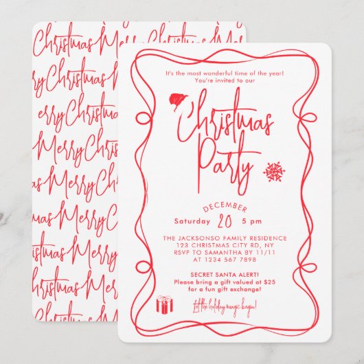 Invitation élégante pour une soirée de Noël (Devant / Derrière)