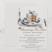 Invitation élégante pour une soirée de thé Hallowe (Devant / Derrière)