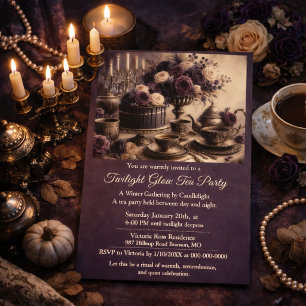 Invitation élégante pour une soirée de thé hiverna