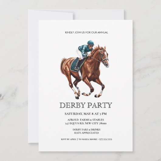 Invitation élégante pour une soirée Derby avec cou (Devant)
