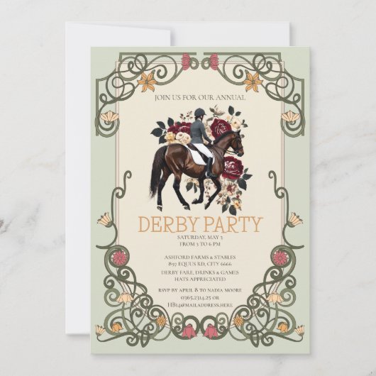 Invitation élégante pour une soirée Derby avec ill (Devant)