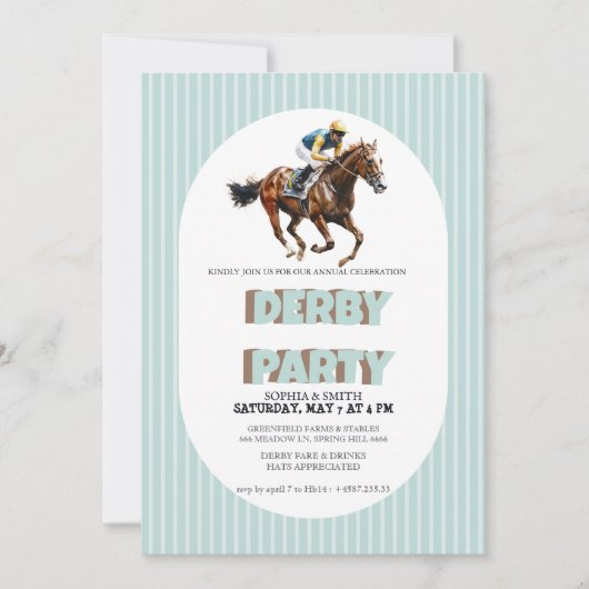 Invitation élégante pour une soirée Derby de cours (Devant)