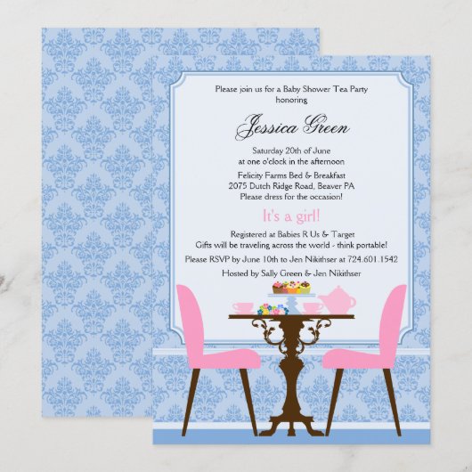 Invitation élégante pour une soirée thé dans le st (Devant / Derrière)