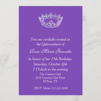 Invitation élégante pourpre de Quinceañera de