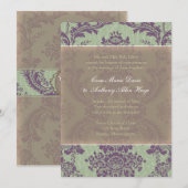 Invitation élégante pourpre en bon état de mariage (Devant / Derrière)