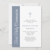 Invitation élégante poussiéreuse bleu script pour  (Devant)