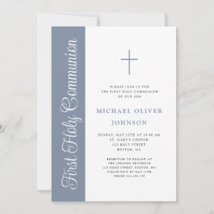 Invitation élégante poussiéreuse bleu script pour
