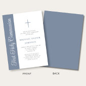 Invitation élégante poussiéreuse bleu script pour 