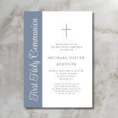 Invitation élégante poussiéreuse bleu script pour 