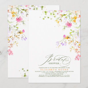 Invitation Elégante prairie Fleur sauvage Fête des mariées 2