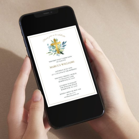 Invitation Élégante première sainte communion