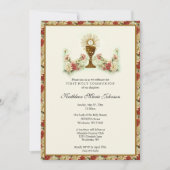 Invitation Élégante première sainte communion florale (Devant)