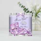 Invitation Élégante Princesse Baby shower fille dentelle lava (Debout devant)