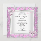 Invitation Élégante Princesse Baby shower fille rose rose (Dos)
