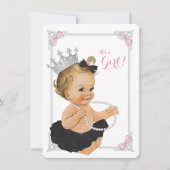 Invitation Elégante princesse Ballerina Tutu Baby shower perl (Devant)