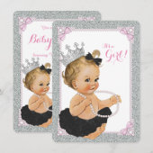 Invitation Elégante Princesse Black Tutu Pearl Baby shower (Devant / Derrière)
